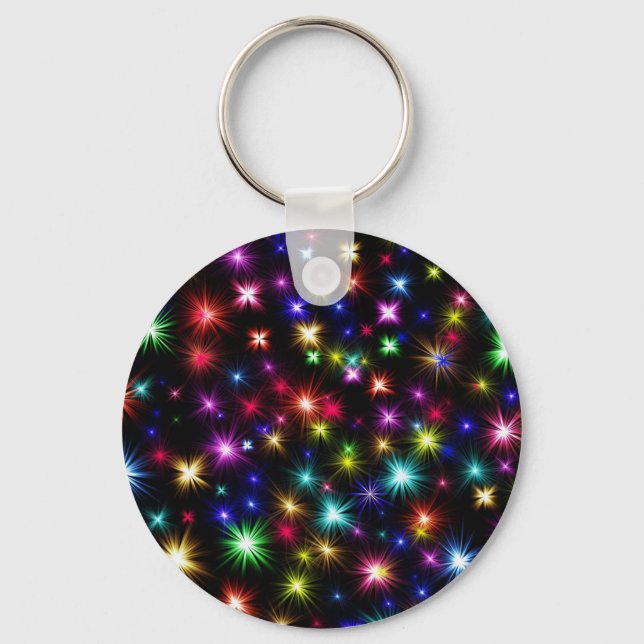 Colorful Stars Fireworks Design-27317 Keychain (Front)