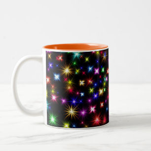 Colorful Stars Fireworks Design-27317 Two-Tone Coffee Mug