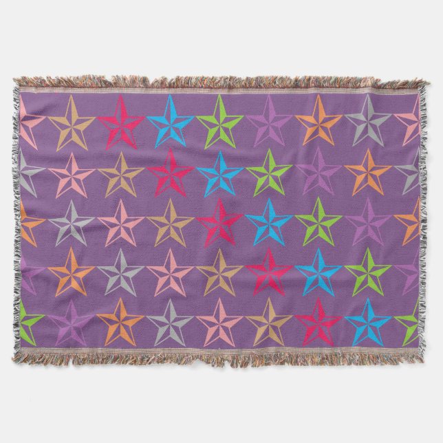 Colorful stars pattern throw blanket (Front)