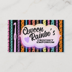 Colorful stitching crochet hook yarn stitches business card