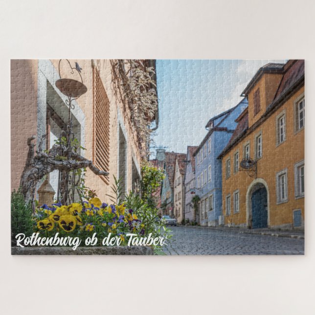Colorful street in Rothenburg ob der Tauber Jigsaw Puzzle (Horizontal)