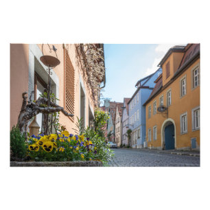 Colorful street in Rothenburg ob der Tauber Photo Print