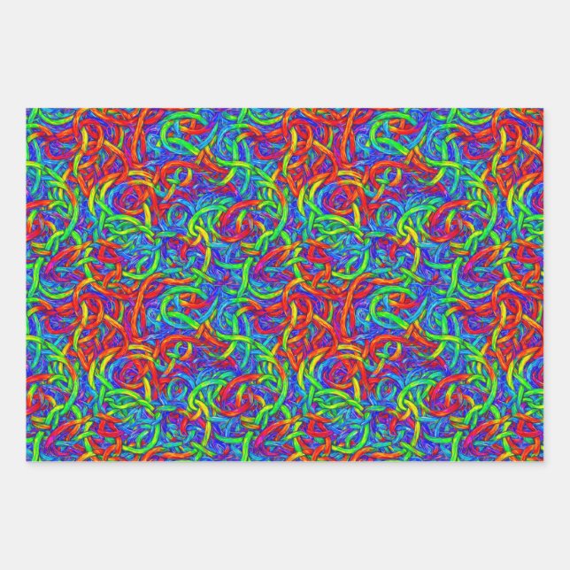 Colorful string wrapping paper sheet (Front)