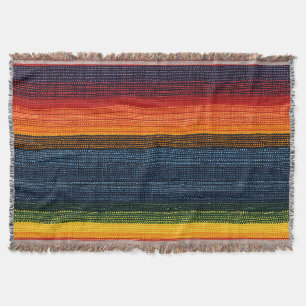 Colorful Stripe Faux Denim Texture Throw Blanket
