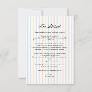 Colorful Stripe Wedding Details Photo Enclosure Ca RSVP Card