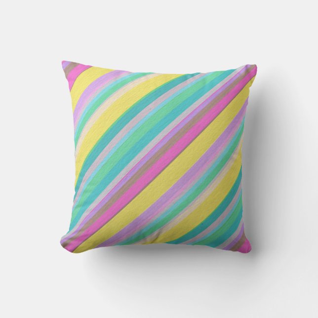 Colorful Striped Pattern Throw Pillow (Front)
