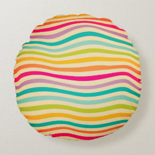 Colorful Striped Seamless Pattern. illustration. b Round Pillow