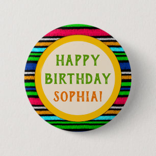 Colorful Stripes Birthday Party Favor 2 Inch Round Button