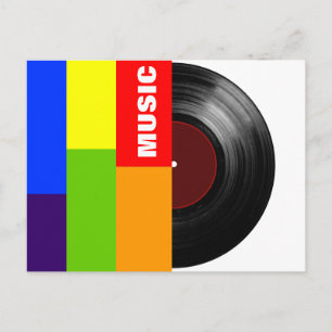 colorful stripes music vinyl postcard