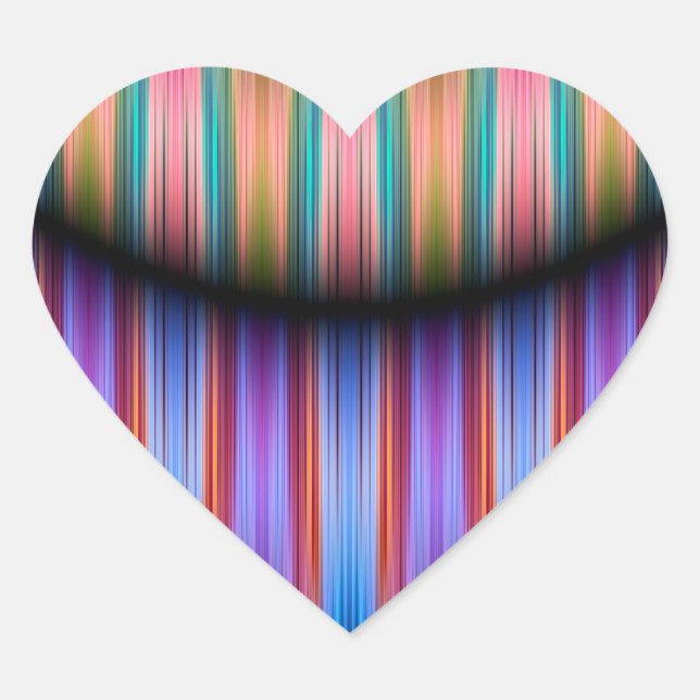 Colorful stripes pattern heart sticker (Front)