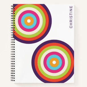 Colorful Stripes Retro Circles Art Notebook