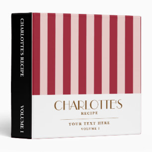 Colorful Stripes Trendy Modern Red Recipe Template Binder