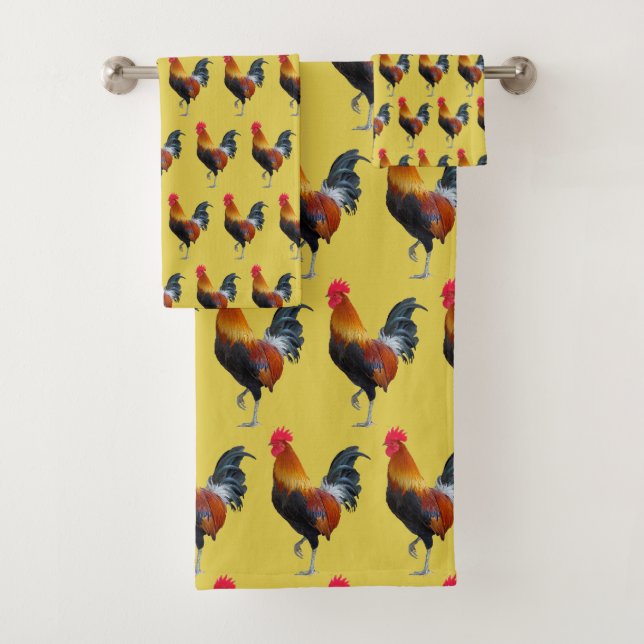 Colorful Strutting Roosters Design Ensemble de ser (En situation)