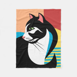 Colorful Stylize Cat Fleece Blanket