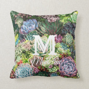 Colorful Succulent Garden Throw Pillow