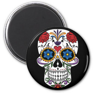 Colorful Sugar Skull Inch Round Magnet