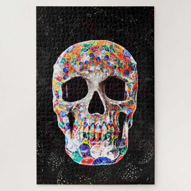 Colorful Sugar Skull Pop Art Balloons Design Jigsaw Puzzle (Vertical)