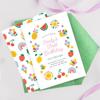 Colorful Summer 1st Birthday Fun to be One Invitation
