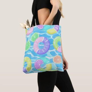 COLORFUL SUMMER AND BEACH THEMED SCENE TOTE BAG