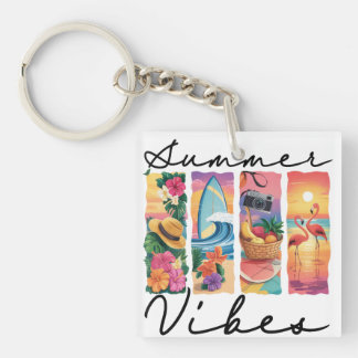 COLORFUL SUMMER BEACH THEMED BRUSHSTROKES KEYCHAIN