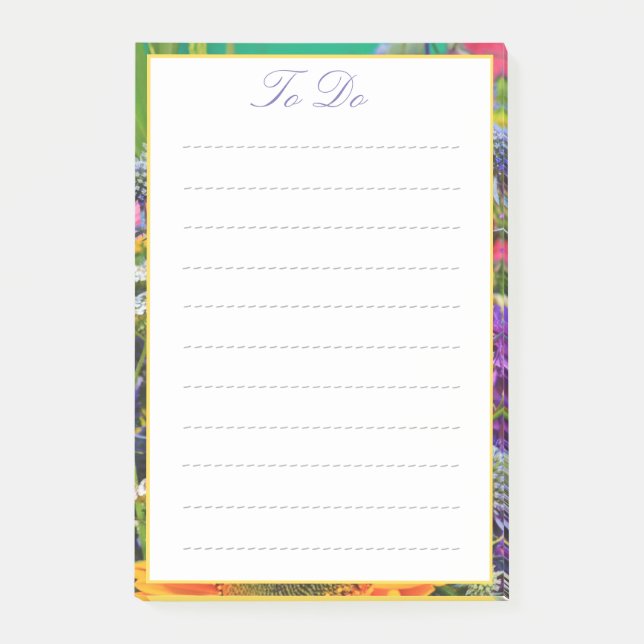 Colorful Summer Flower Garden Borders Post-it Notes (Front)