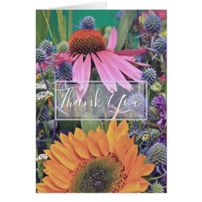 Colorful Summer Flower Garden Thank You (Front)
