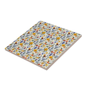 Colorful Summer Flowers on Small Printing Tile