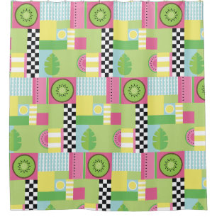 Colorful summer fruit pink green yellow mosaic