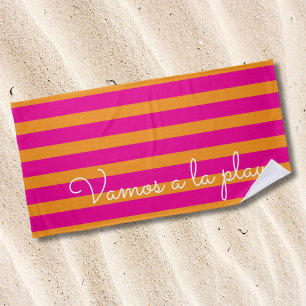 Colorful Summer Pink Orange Text Beach Towel