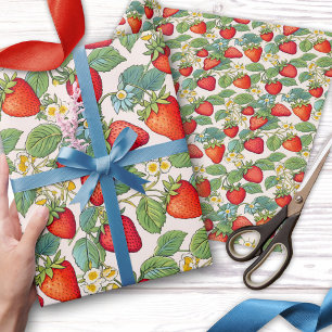 Colorful Summer Strawberries Pattern Wrapping Paper