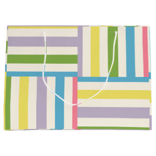 Colorful summer striped blocks pattern large gift bag