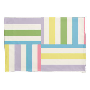 Colorful summer striped blocks pattern pillowcase