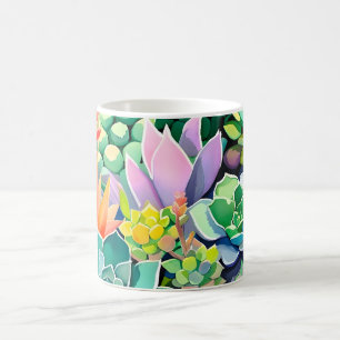 Colorful Summer Succulent Botanical Garden Coffee Mug