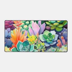 Colorful Summer Succulent Botanical Garden Desk Mat
