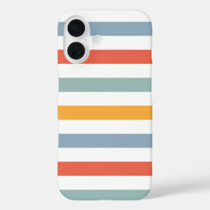 Colorful Summer Surf Aesthetic Horizontal Lines Bo iPhone 16 Case