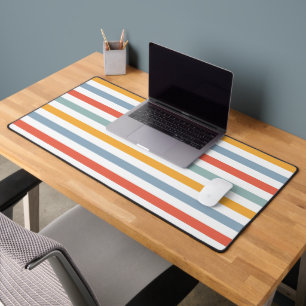 Colorful Summer Surf Aesthetic Horizontal Lines Bo Desk Mat
