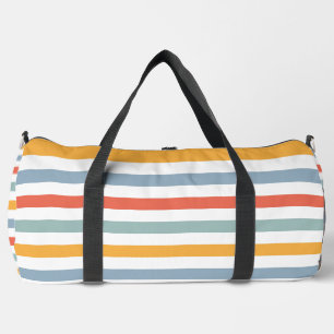 Colorful Summer Surf Aesthetic Horizontal Lines Bo Duffle Bag