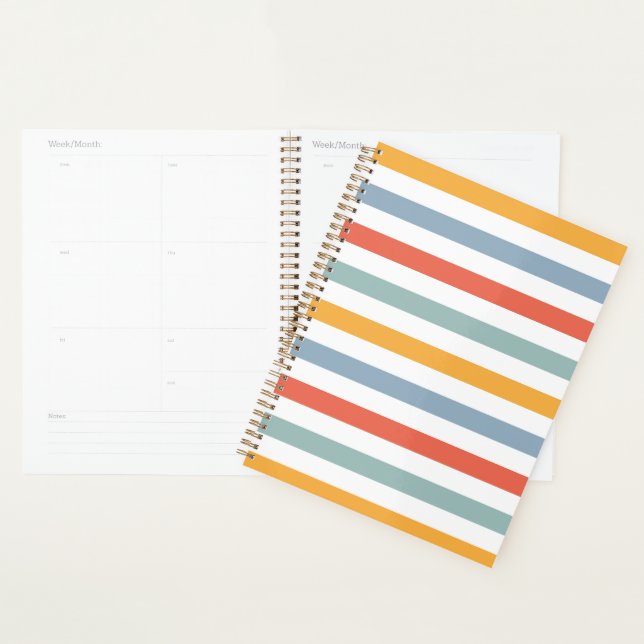 Colorful Summer Surf Aesthetic Horizontal Lines Bo Planner (Display)