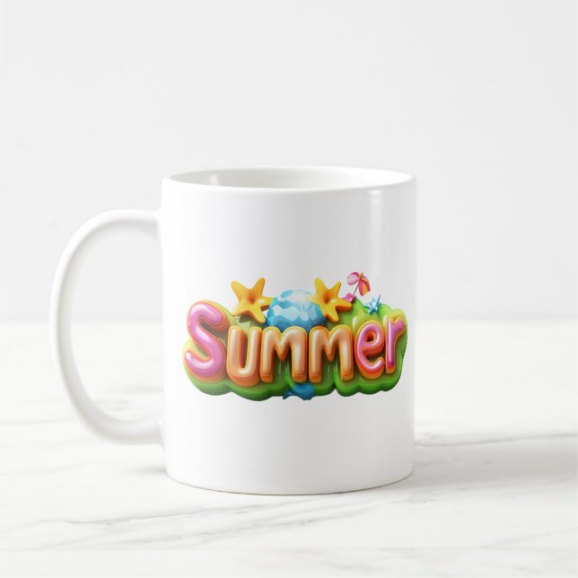Colorful Summer Text Coffee Mug (Left)