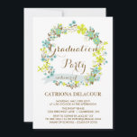 COLORFUL SUMMER WREATH | GRADUATION INVITATION<br><div class="desc">COLORFUL SUMMER WREATH | GRADUATION INVITATION 
 Colourful and whimsical illustration of blue and yellow spring/summer floral wreath. This customizable invitation is perfect for spring or summer party. other similar items can be found in my store.</div>