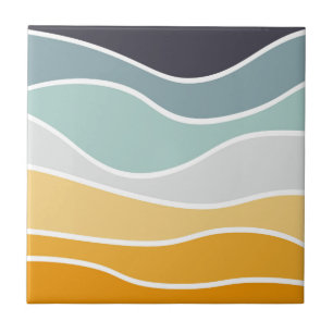 Colorful summery retro style waves tile