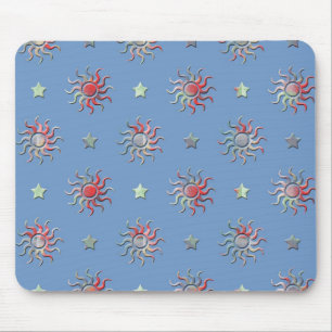 Colorful sun and stars design mouse pad