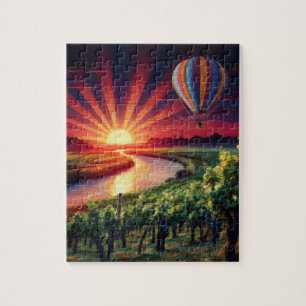 Colorful Sunrise in Napa Valley Hot Air Balloon Jigsaw Puzzle