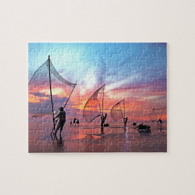 Colorful Sunset  Beach Windsurf Bucket List Photo  Jigsaw Puzzle (Horizontal)
