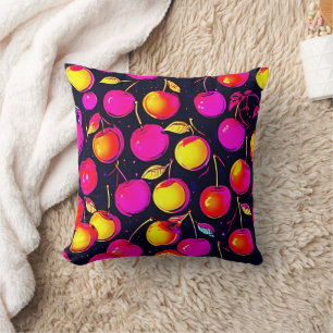 Colorful Surfing Dog Painting Throw Pillow