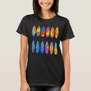 Colorful Surfing  Surfer Surfboard Graphic T-Shirt
