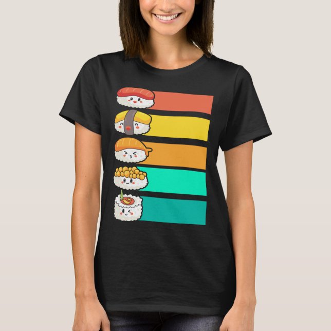 Colorful Sushi Japanese Food Sashimi T-Shirt (Front)