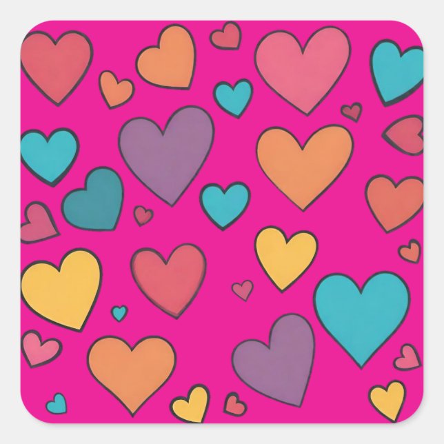 Colorful Sweet Hearts Stickers (Front)