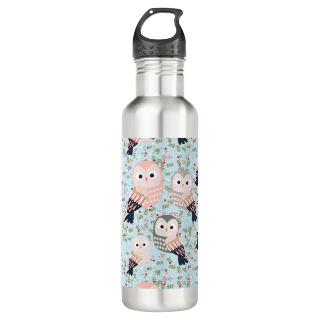 Colorful Sweet Owls 710 Ml Water Bottle (Front)