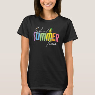 Colorful Sweet Summer Time Graphic  Pineapple Vaca T-Shirt